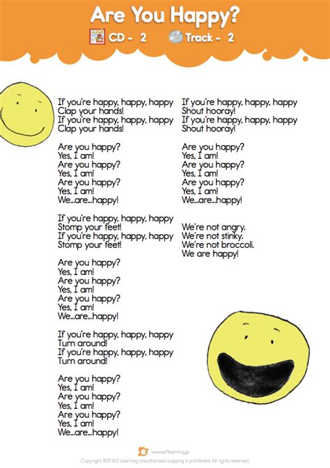 Classroom Classics "Are You Happy?" Lyric Sheet - ELF Learning
