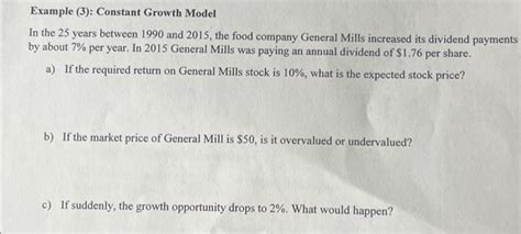 Solved Example (3): Constant Growth Model In the 25 years | Chegg.com