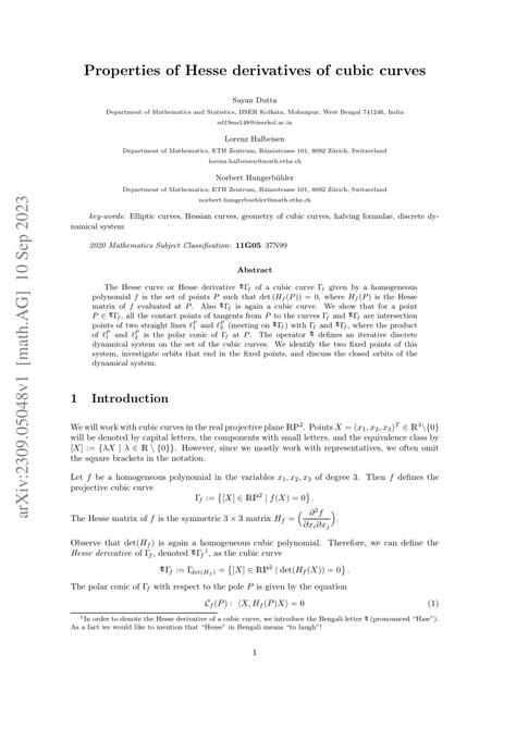 (PDF) Properties of Hesse derivatives of cubic curves