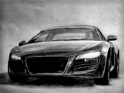 godofdraw: Black Audi R8 pencil drawing-step by step