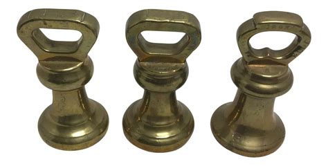 Vintage Brass Scale Weights - Set of 3 | Chairish