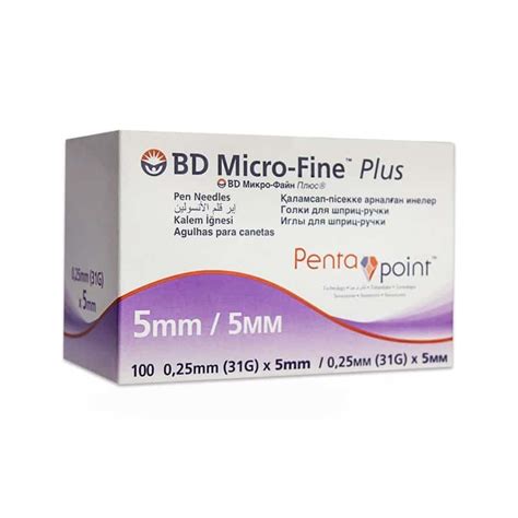 BD Micro-Fine Penta Point Sterile Pen Needles 5mm x 31G (100 Units ...