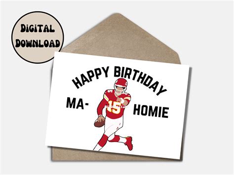 Patrick Mahomes Birthday Card Greeting Kansas City Chiefs Funny Cartoon ...