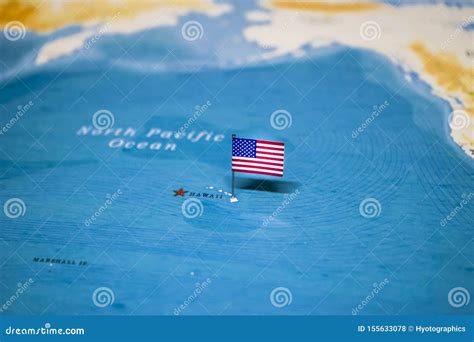 The Flag of United States in the World Map Stock Photo - Image of ...