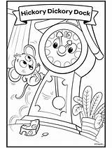 Hickory Dock Dickory Coloring Pages Nursery Rhyme Printable Colouring  sketch template