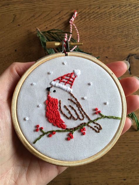 2 PDF Christmas Ornament Embroidery Patterns Winter Warmth Robin and ...