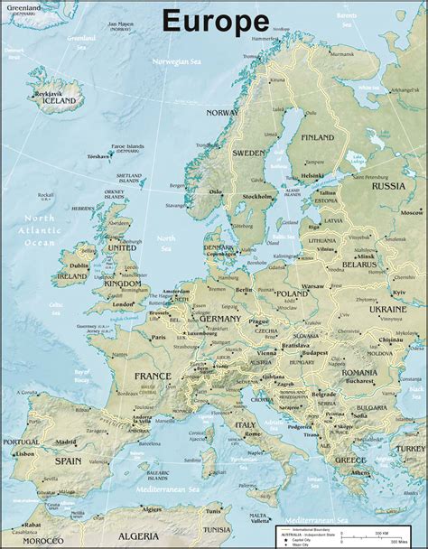 Physical Map of Europe