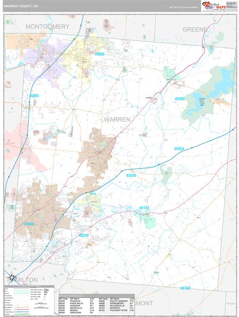 Warren County, OH Wall Map Premium Style by MarketMAPS - MapSales