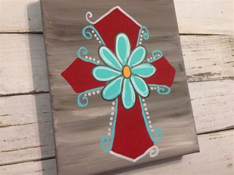 red cross Cross Canvas Paintings, Cross Art Painting, Painting Canvases, Painting Projects ...