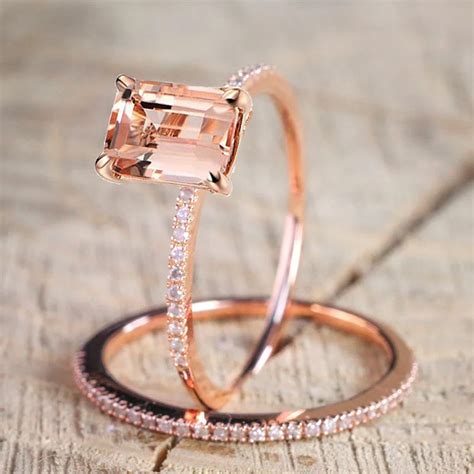 Vintage luxury18K rose gold engagement ring set sieraden crystal cubic ...