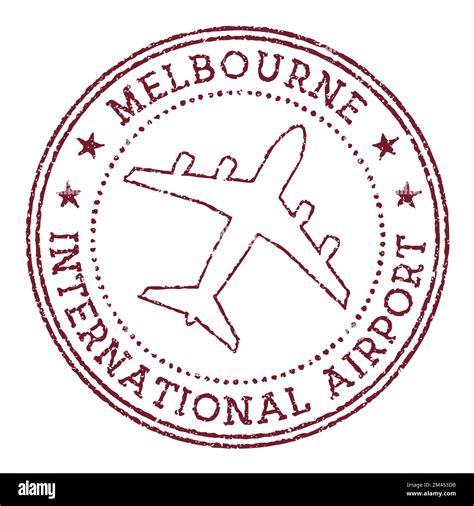 Melbourne International Airport stamp. Airport of Melbourne round logo ...