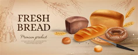 Realistic Bread Ads Horizontal Poster Stock Vector - Illustration of traditional, tasty: 262657165