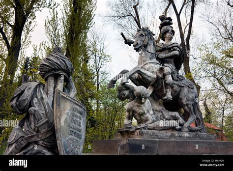 Jan III Sobieski during the Battle of Vienna, Polish king monument, XVIII century Stock Photo ...