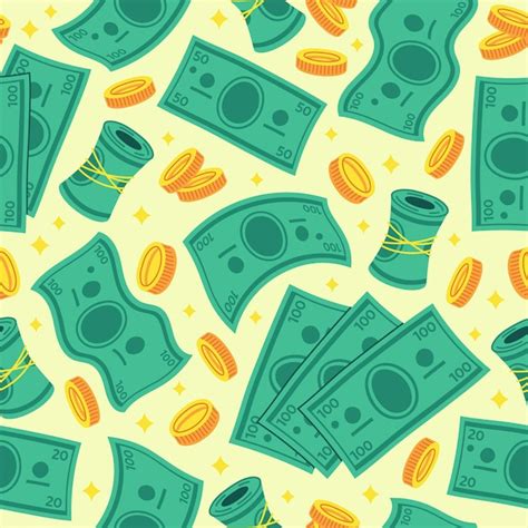 Premium Vector | Cartoon money dollar seamless vector background illustration