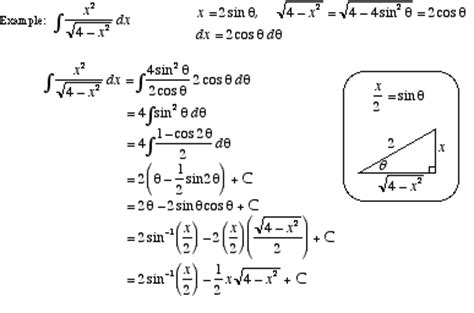 Mathwords: Trig Substitution