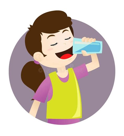 Girl drinking water stock vector. Illustration of young - 47456242