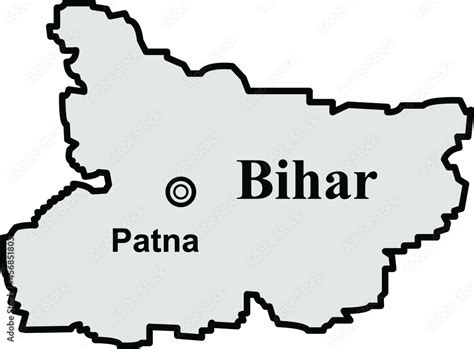 Bihar state map, Indian state border capital Patna Stock Vector | Adobe ...