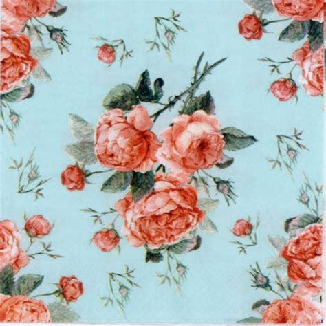 Decoupage Napkins | Roses pattern on the blue Luncheon Decorative Paper Napkins