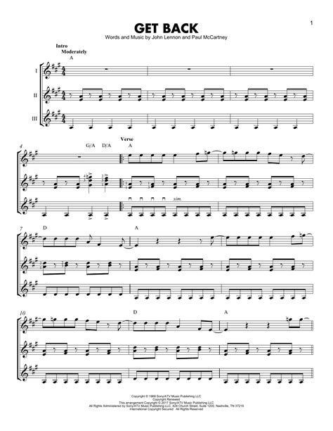 Get Back by The Beatles Sheet Music for Guitar Ensemble at Sheet Music Direct