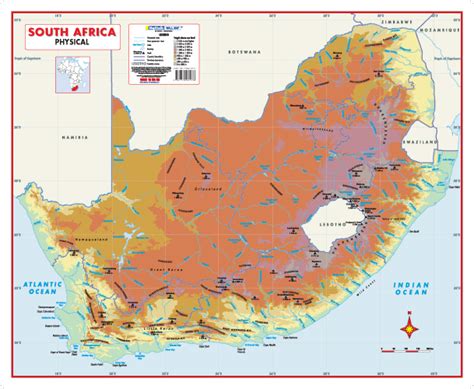 South Africa Physical Features Map