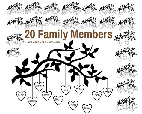 20 Family Tree With Branches Svg Bundle Family Tree Heart - Etsy Family Tree Wall Art, Tree ...