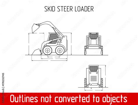 typical skid steer loader overall dimensions outline blueprint template ...