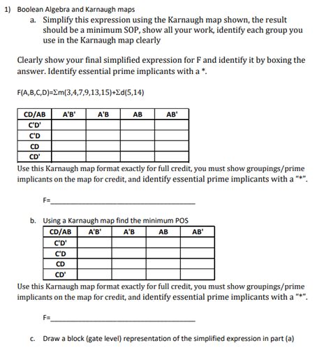 Solved 1) Boolean Algebra and Karnaugh maps Simplify this | Chegg.com