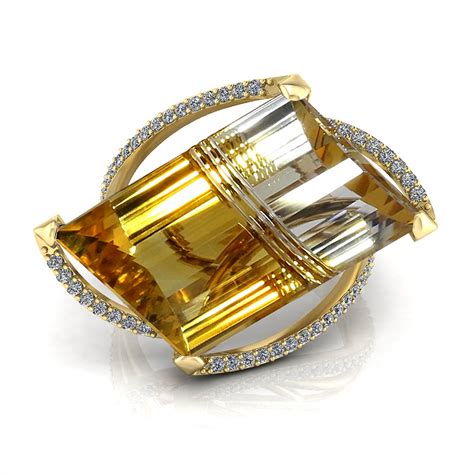 Horizontal Citrine Fashion Ring - Jewelry Designs