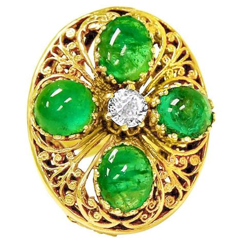 Vintage Emerald Diamond Cocktail Ring For Sale at 1stDibs | vintage emerald cocktail rings