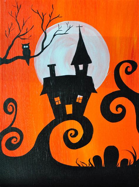 Haunted House paintings - Google Search | 할로윈 공예, 할로윈 아트, 어린이 미술 활동