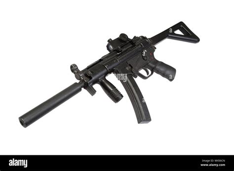 submachine gun with silencer isolated Stock Photo - Alamy