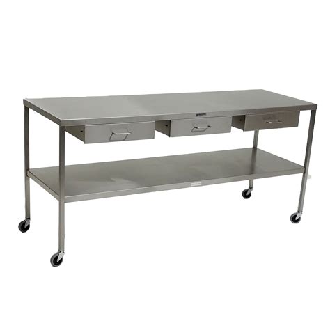 Stainless Steel Instrument/Back Table with Drawers