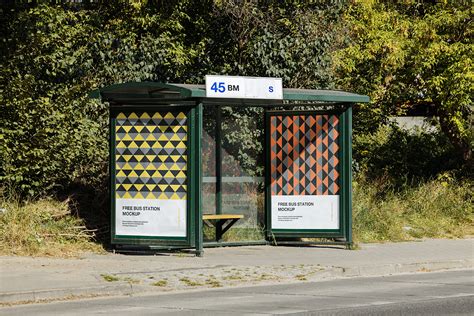 Free bus stop mockup - Mockups Design