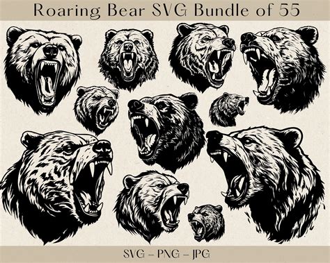 Roaring Bear SVG Bundle Roaring Bear SVG Bear SVG Grizzly - Etsy