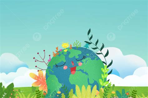 Earth Day Cartoon Earth Plant Anthropomorphic Poster Background ...