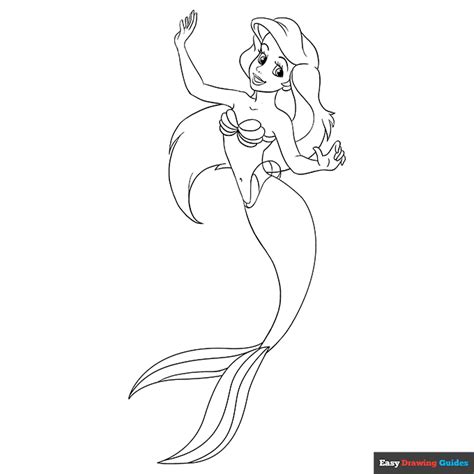 Mermaid Ariel Coloring Page | Easy Drawing Guides