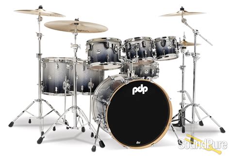 PDP 7pc Concept Maple Drum Set By DW-Silver To Black