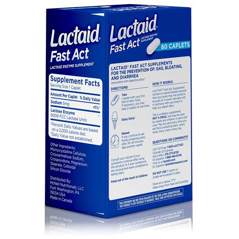 Lactaid Fast Act Lactose Intolerance Relief Pills, 60 single-dose ...