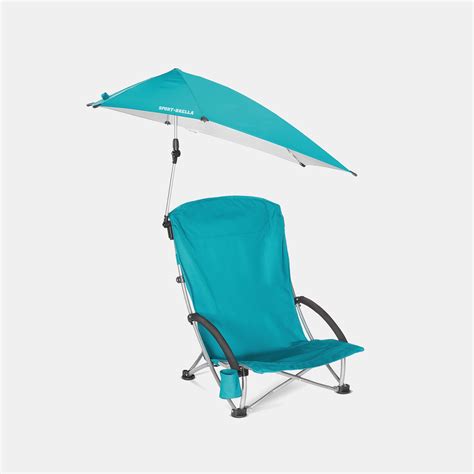 Sport-Brella Fold-out Beach Chair with Overhead Umbrella, Aqua ...