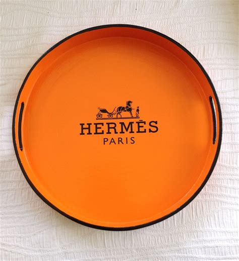 Round Hermes Inspired Wooden Tray with black trim. Perfect for your ...