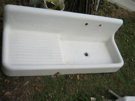 Antique High Back Farm House Cast Iron Porcelain Sink 60" Old Standard ...