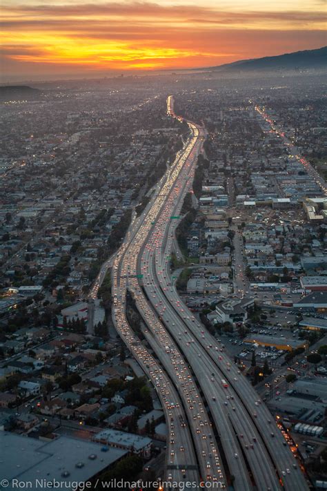 Aerial view of The Santa Monica Freeway | Los Angeles, California ...