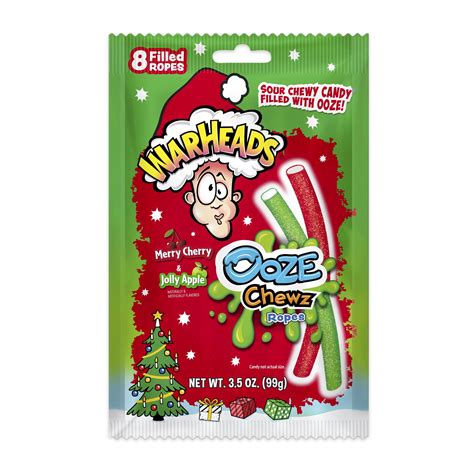 Buy WARHEADS Ooze Chewz Christmas Ropes Chewy Candy, 3.5oz Peg Bag ...