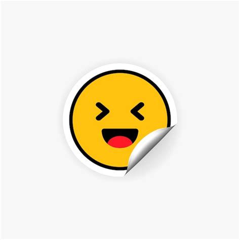 Premium Vector | Laughing emoji sticker. laugh. happiness emotion. joke.