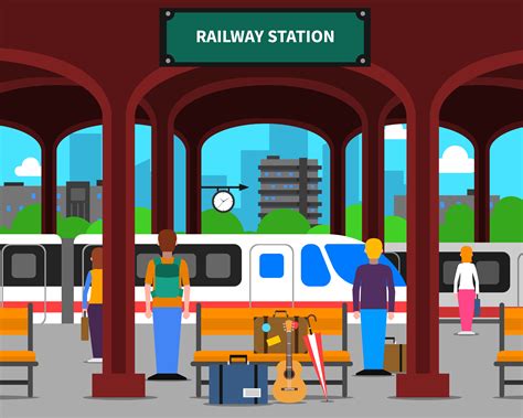 Railway station illustration 479327 Vector Art at Vecteezy