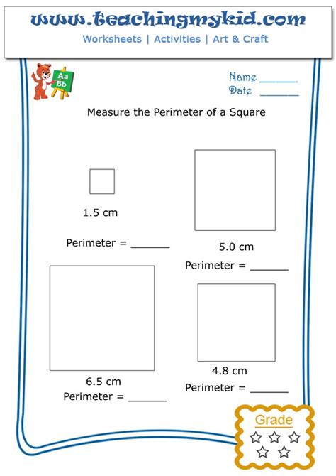 Fun worksheets for kids - Measure the perimeter of a square - 4