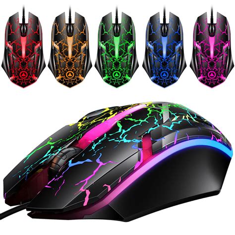 TSV RGB Gaming Mouse Wired Programmable Ergonomic USB Mice 1200DPI 7 ...