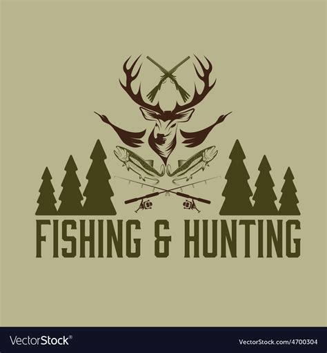 Hunting and fishing vintage emblem design template