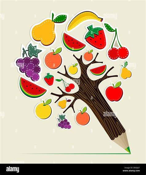 Healthy food concept pencil tree Stock Vector Image & Art - Alamy