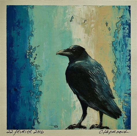 Small Black Bird Painting, Picture Black Crow, Raven Art, Rustic Home Decor, Wall Art, Bird ...